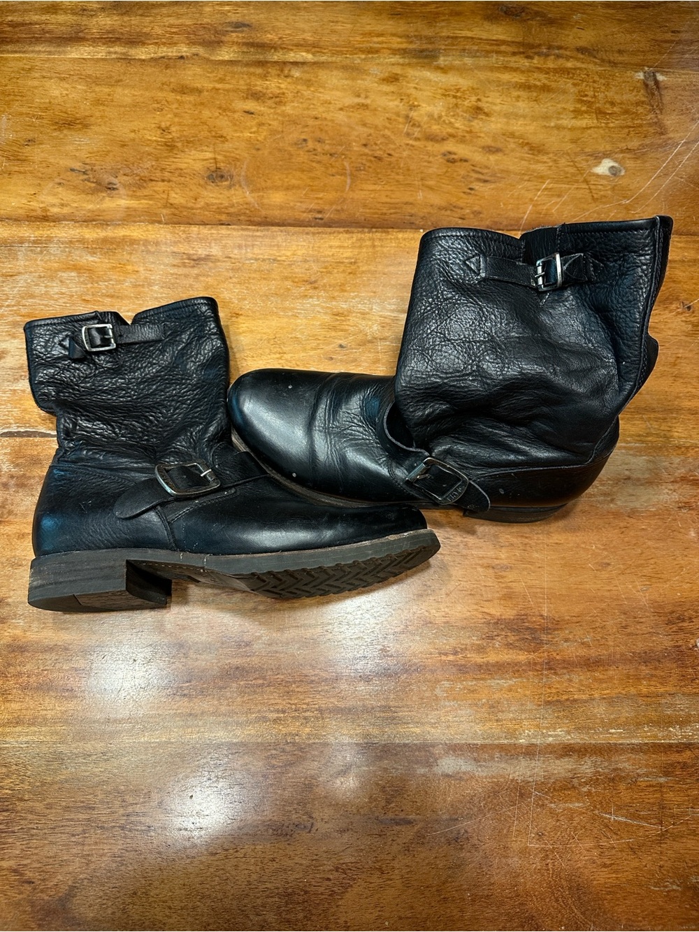 Frye Women's Black Buckle Moto Boots - Classic Leather